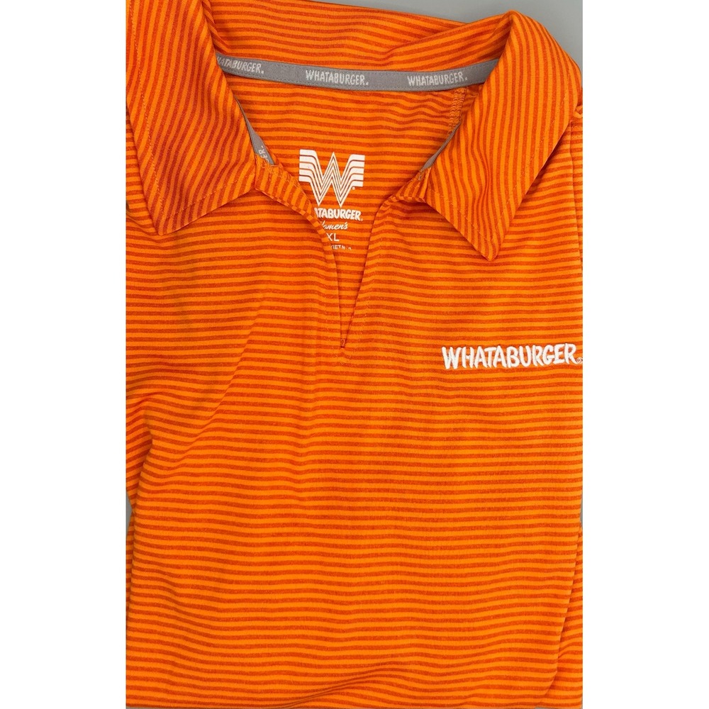 Whataburger Womens 2XL Polo Shirt Orange Striped Uniform Halloween Costume